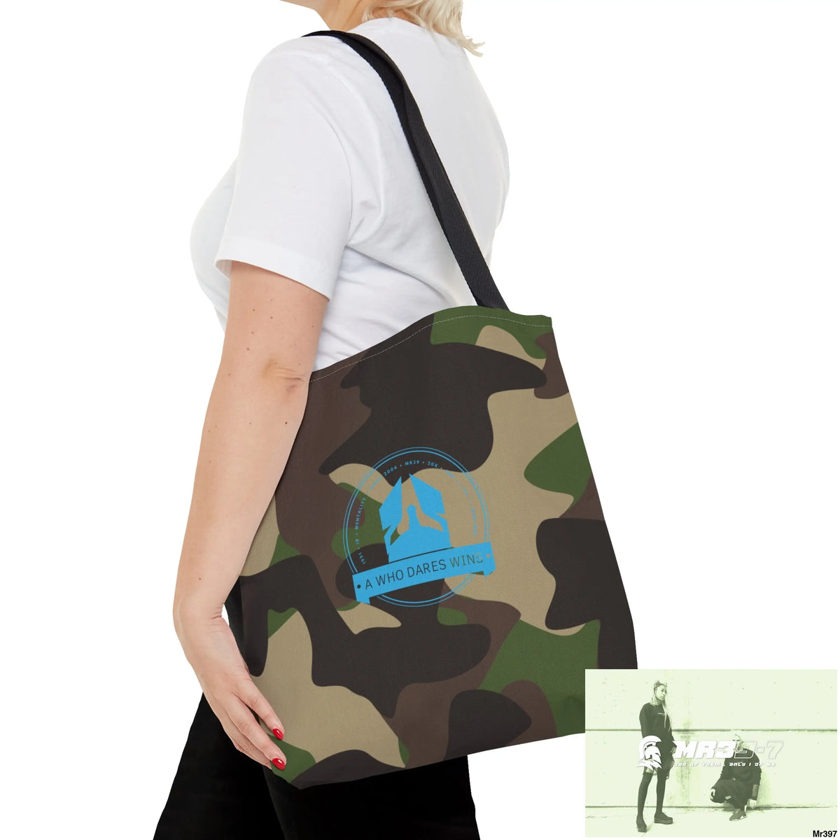 A1-Who Dares Wins Camo Tote Bag (AOP) Bags