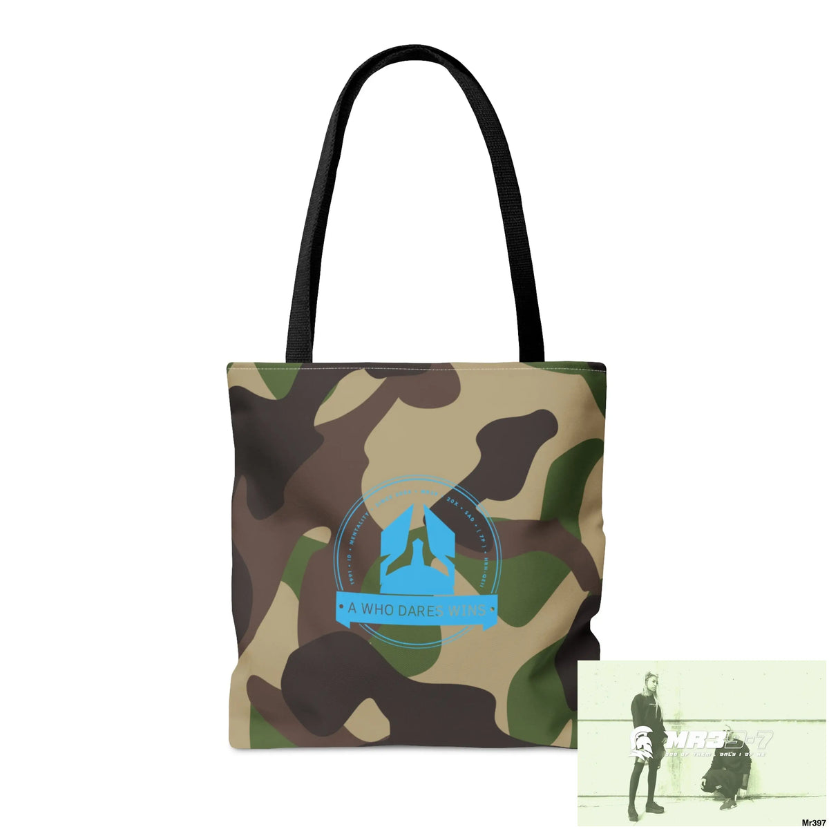 A1-Who Dares Wins Camo Tote Bag (AOP) Bags