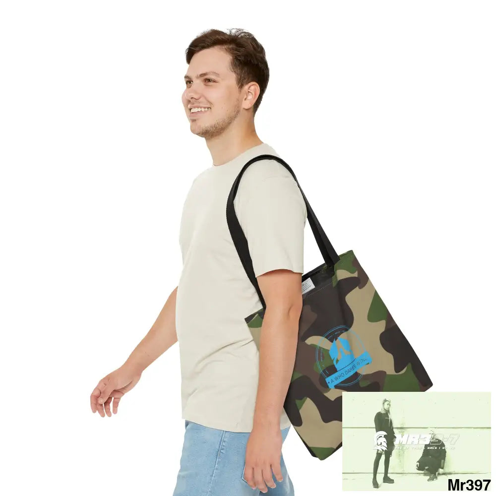 A1-Who Dares Wins Camo Tote Bag (AOP) Bags