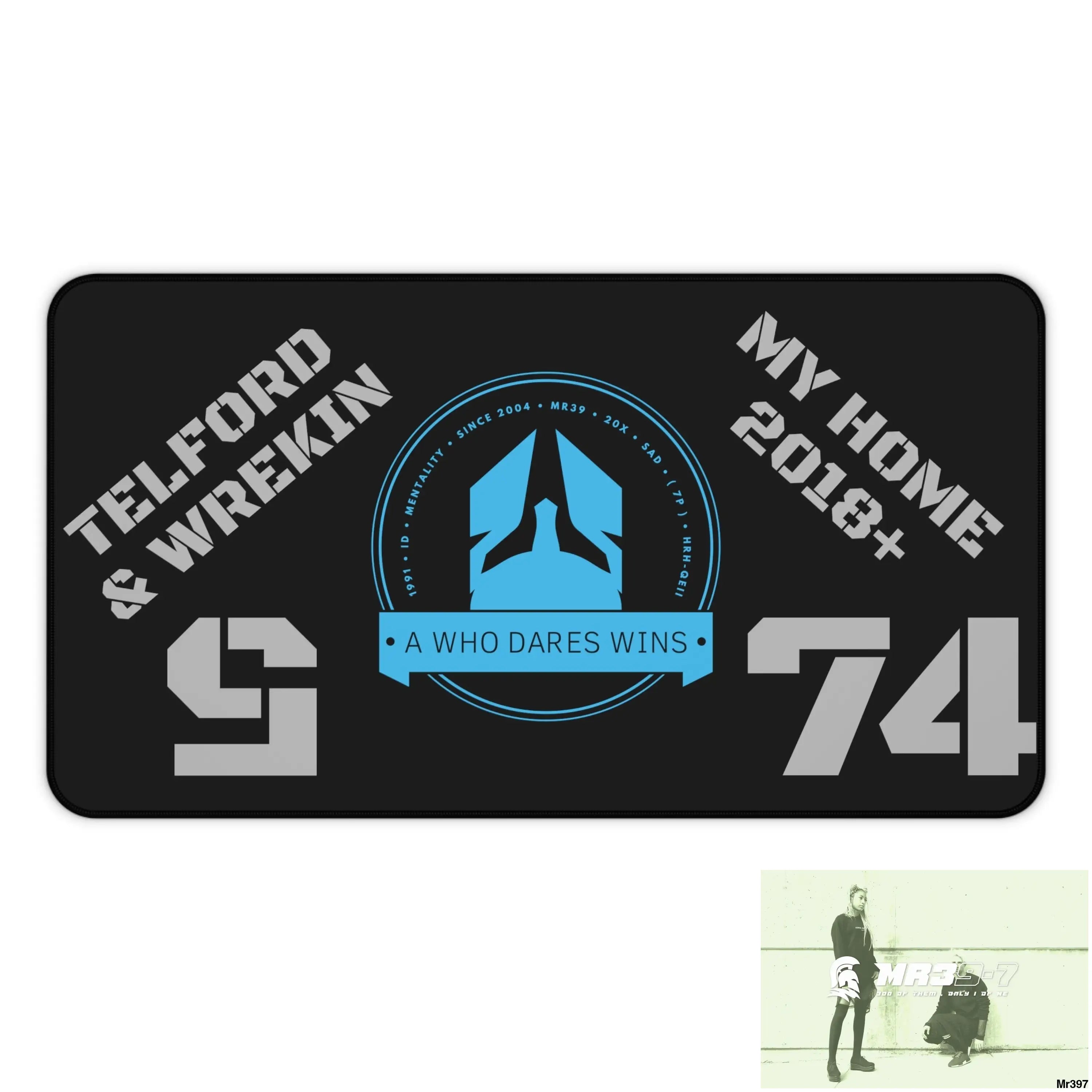 A1-Who Dares Wins ID My Home Telford & Wrekin 2022-23 Desk Mat 12’’ × 22’’ Home Decor