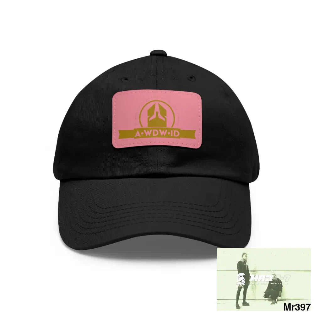 A1 Who Dares Wins (ID) RSF Dad Hat with Leather Patch (Rectangle) Black / Pink patch / Rectangle / One size Hats