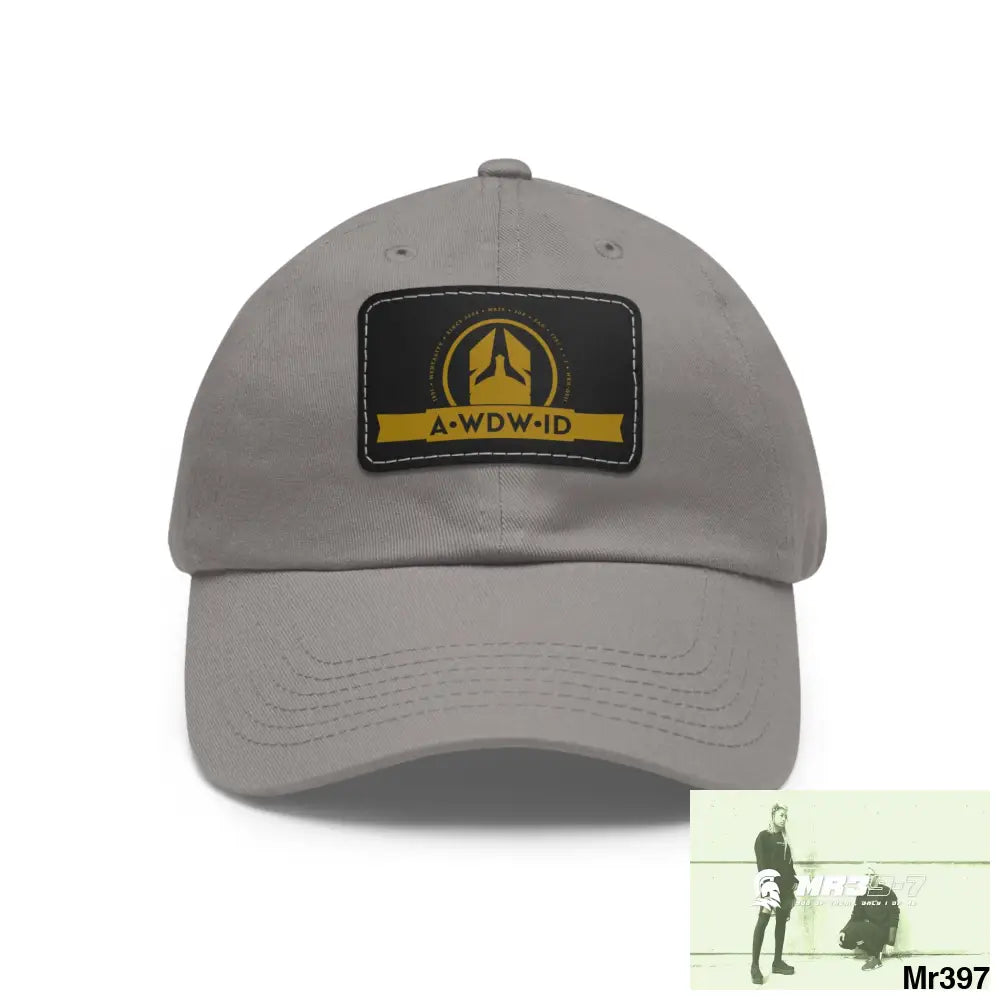 A1 Who Dares Wins (ID) RSF Dad Hat with Leather Patch (Rectangle) Grey / Black patch / Rectangle / One size Hats