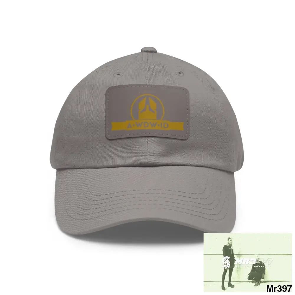 A1 Who Dares Wins (ID) RSF Dad Hat with Leather Patch (Rectangle) Grey / Grey patch / Rectangle / One size Hats