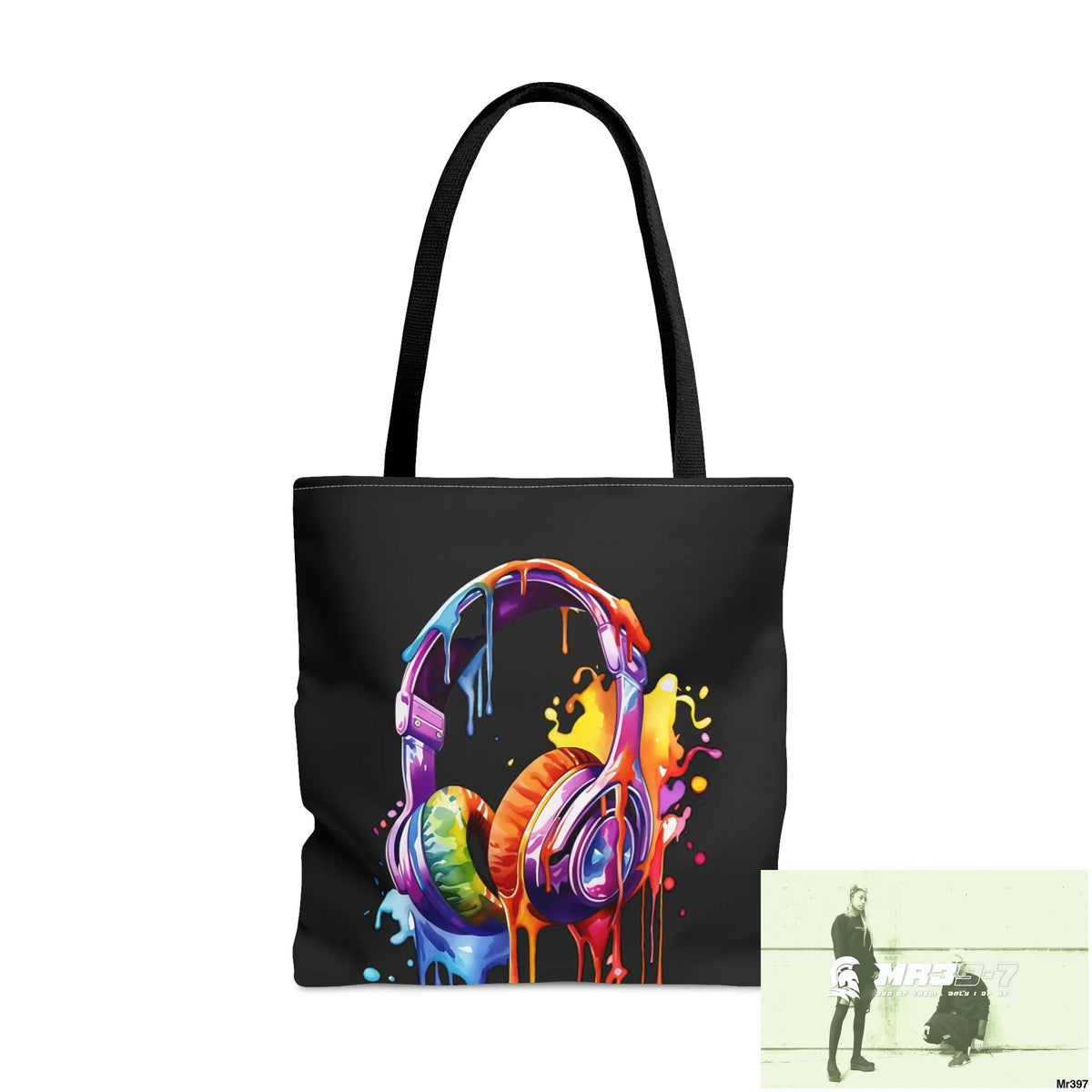 A1-Who Dares Wins ID RSF Melting Headphones Tote Bag (AOP) Large Bags