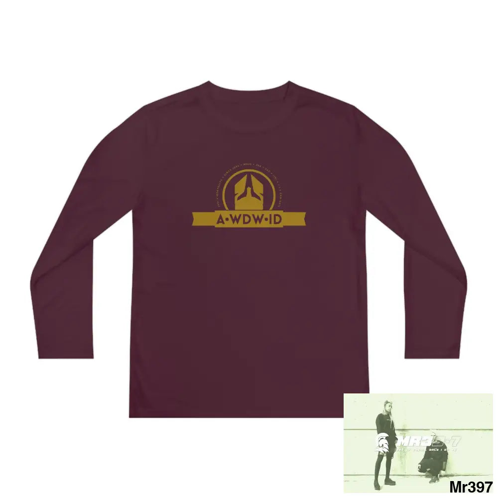 A1 Who Dares Wins ID Youth Long Sleeve Competitor Tee Maroon / S Kids clothes
