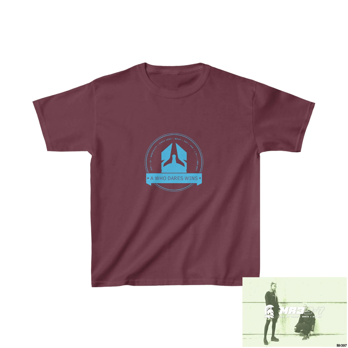 A1- Who Dares Wins - Kids Heavy Cotton™ Tee XS / Maroon Kids clothes
