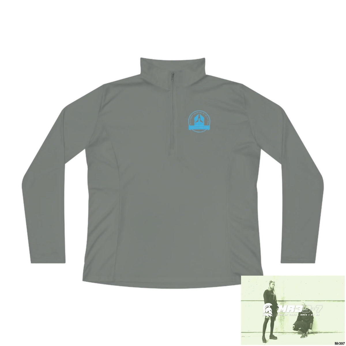 A1 Who Dares Wins Ladies Quarter-Zip Pullover Grey Concrete / S Long-sleeve