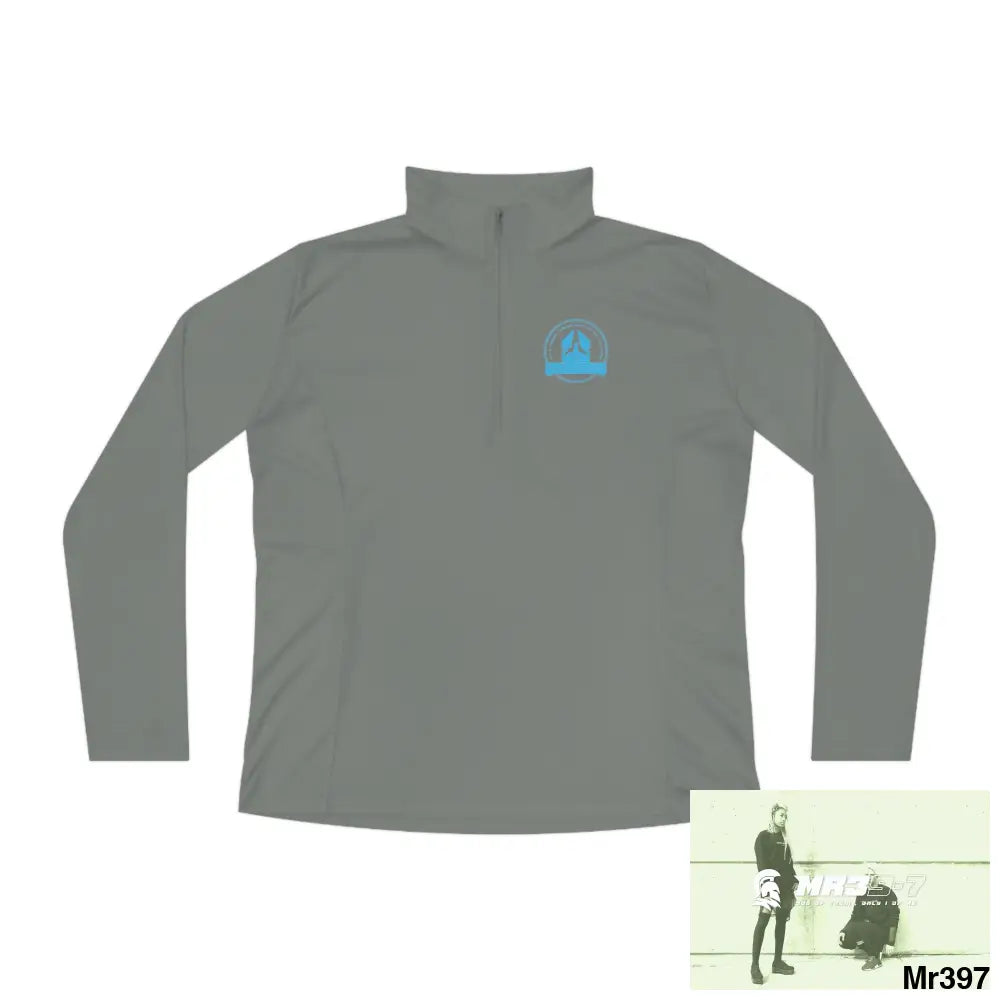 A1 Who Dares Wins Ladies Quarter-Zip Pullover Grey Concrete / S Long-sleeve