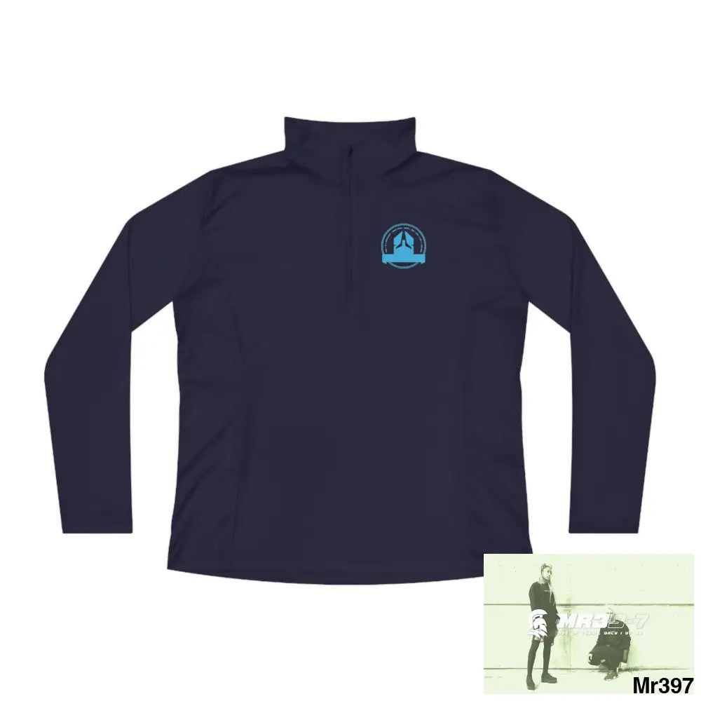 A1 Who Dares Wins Ladies Quarter-Zip Pullover True Navy / XS Long-sleeve