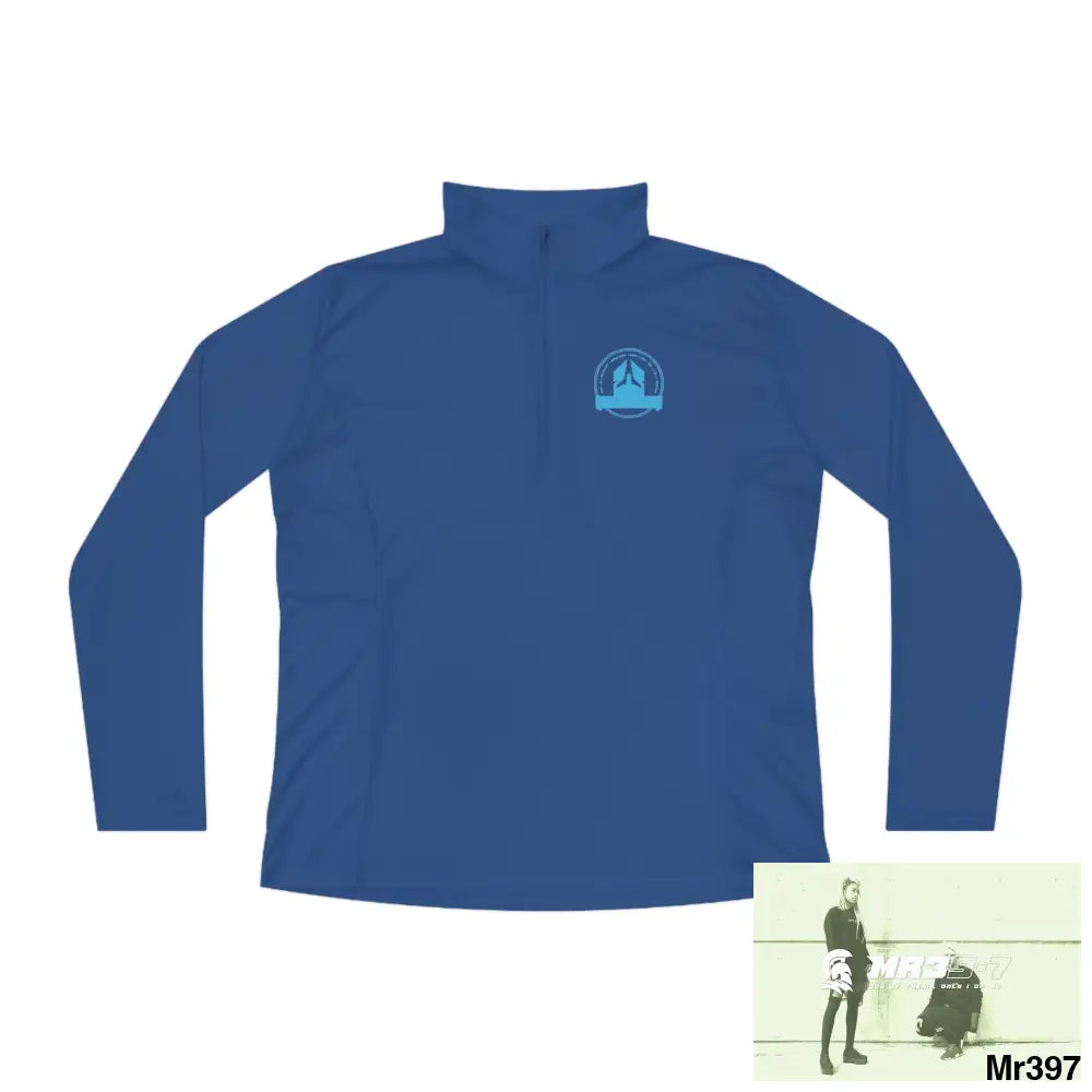 A1 Who Dares Wins Ladies Quarter-Zip Pullover True Royal / S Long-sleeve
