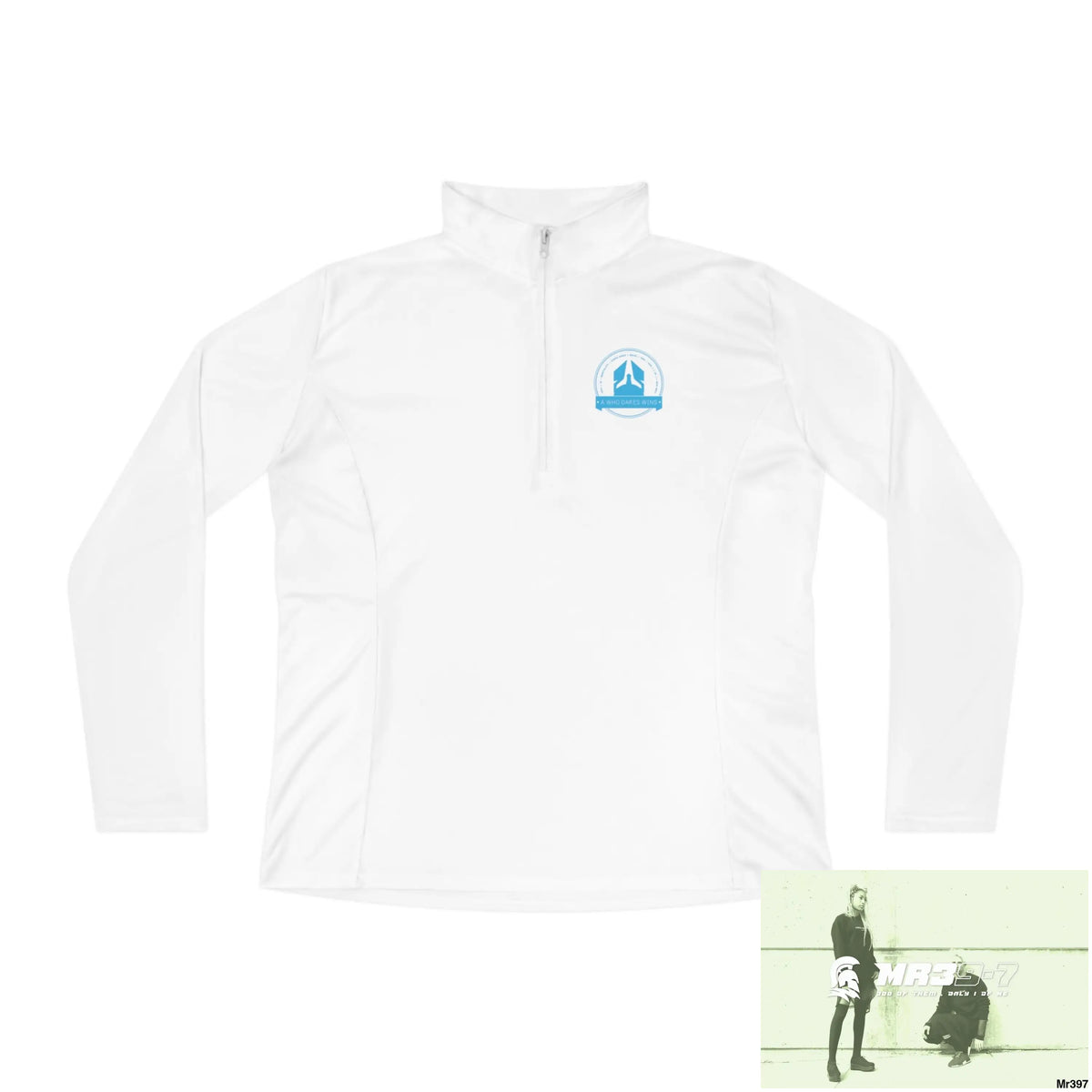 A1 Who Dares Wins Ladies Quarter-Zip Pullover White / S Long-sleeve