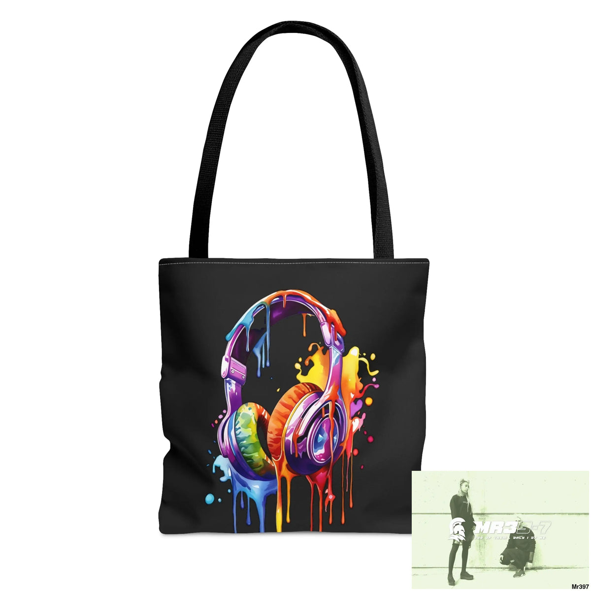 A1-Who Dares Wins Melting Headphones Tote Bag (AOP) Small Bags