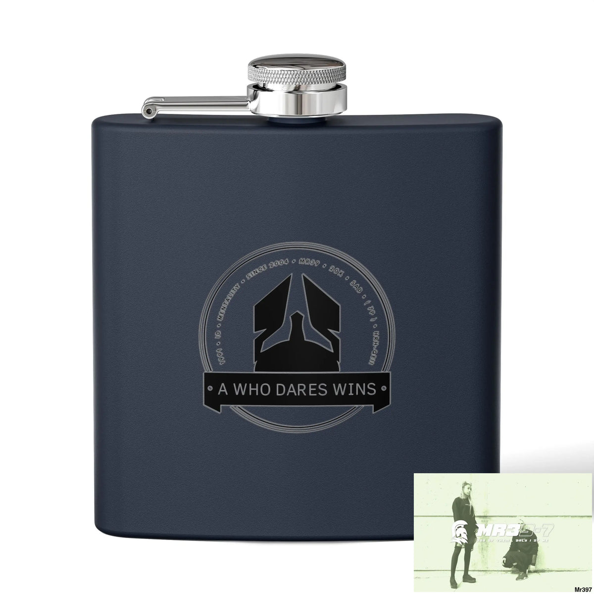 A1 Who Dares Wins Stylish Stainless Steel Flask for Tea/ Coffee Lovers - 6oz Personalized Gift 6oz / Navy Mug