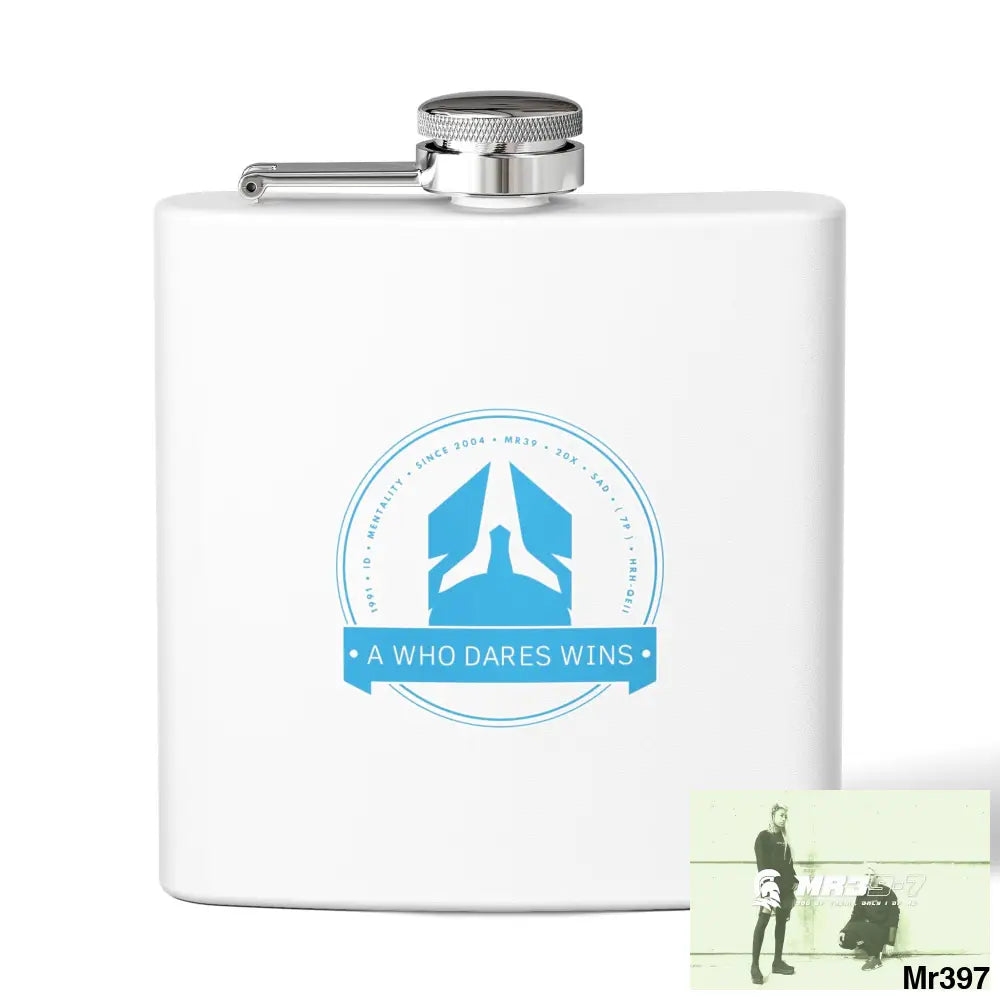 A1 Who Dares Wins Stylish Stainless Steel Flask for Tea/ Coffee Lovers - 6oz Personalized Gift 6oz / White Mug