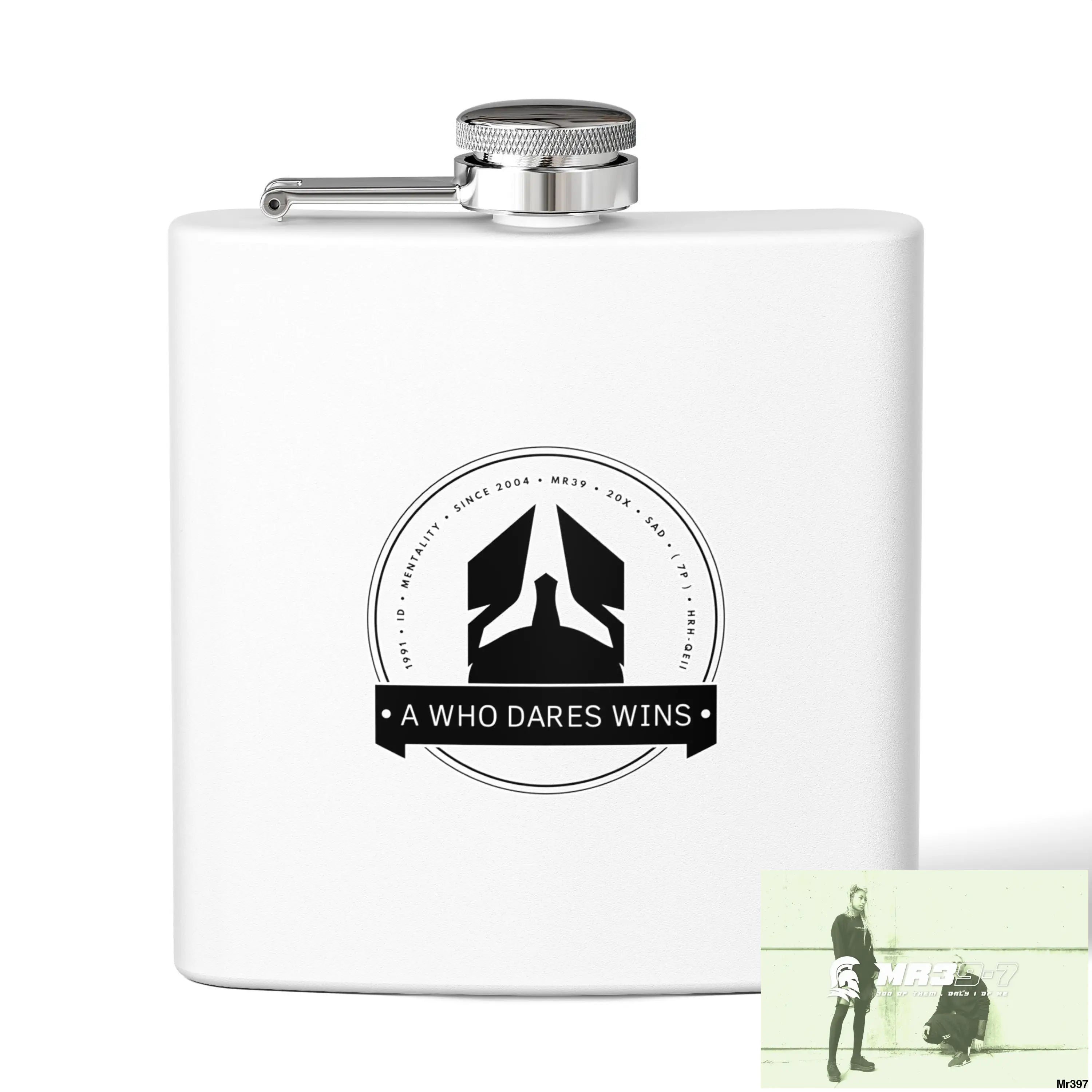 A1 Who Dares Wins Stylish Stainless Steel Flask for Tea/ Coffee Lovers - 6oz Personalized Gift 6oz / White Mug