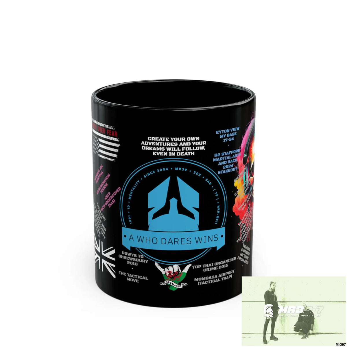 A1 Who Dares Wins Tactical 11oz Black Mug GB / Thailand/ Bermo /UK/KenyaThai Link up MH Assassination X-City Mental