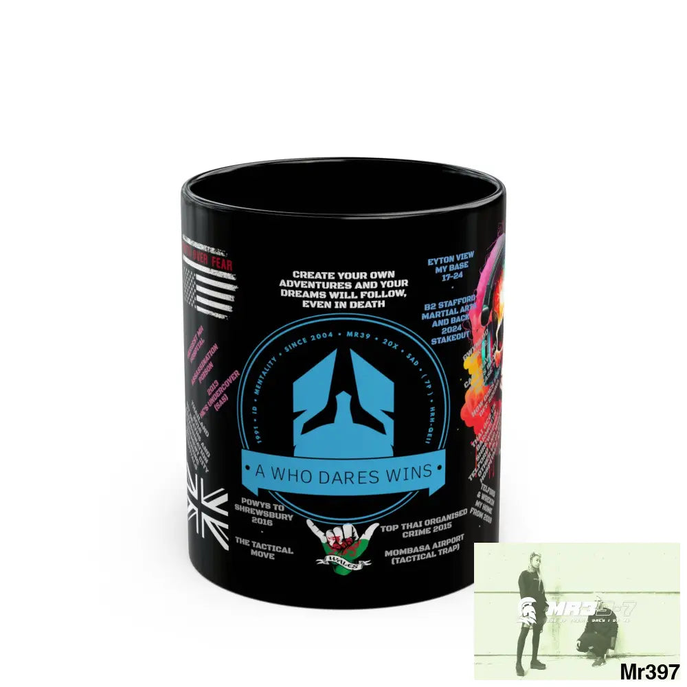 A1 Who Dares Wins Tactical 11oz Black Mug GB / Thailand/ Bermo /UK/KenyaThai Link up MH Assassination X-City Mental