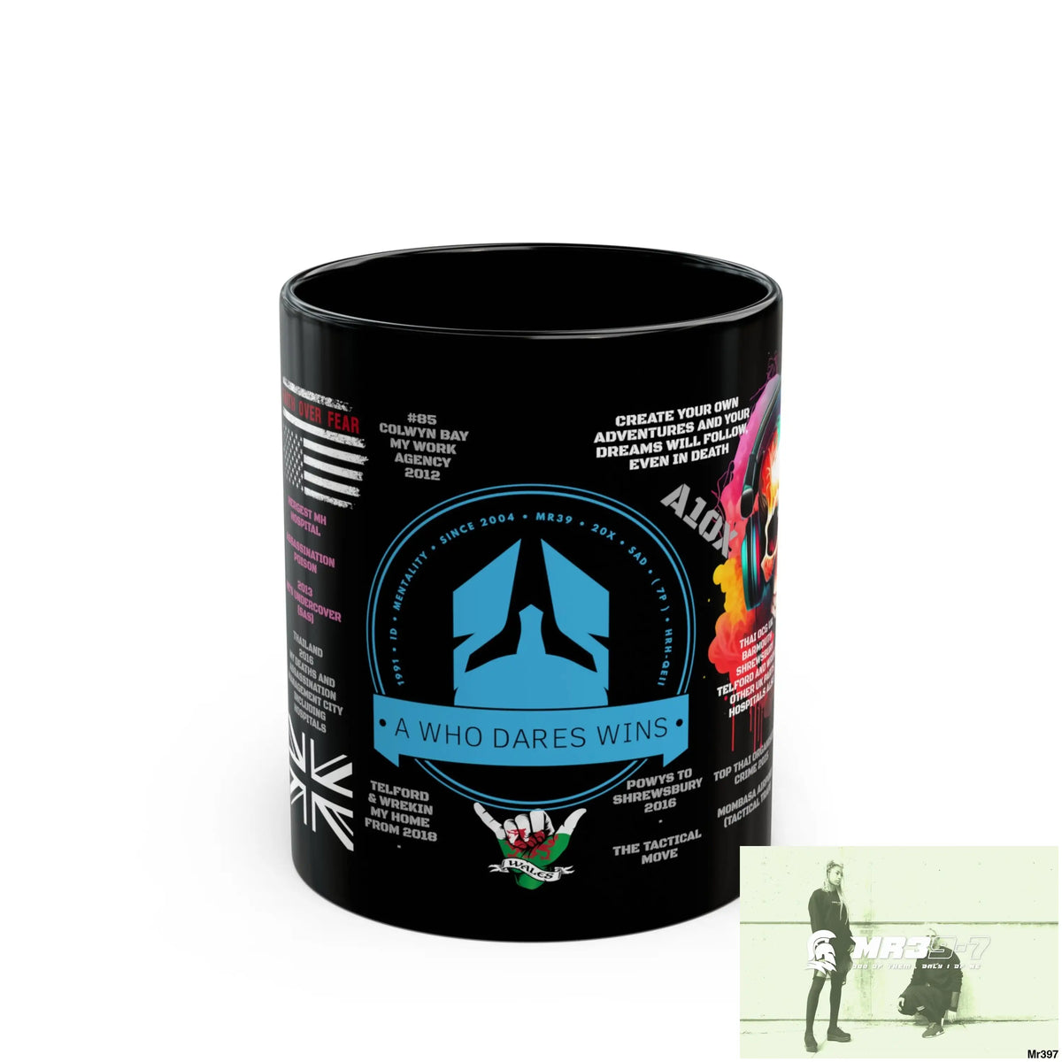 A1 Who Dares Wins Tactical 11oz Black Mug GB / Thailand/ Bermo /UK/KenyaThai Link up MH Assassination X-City Mental