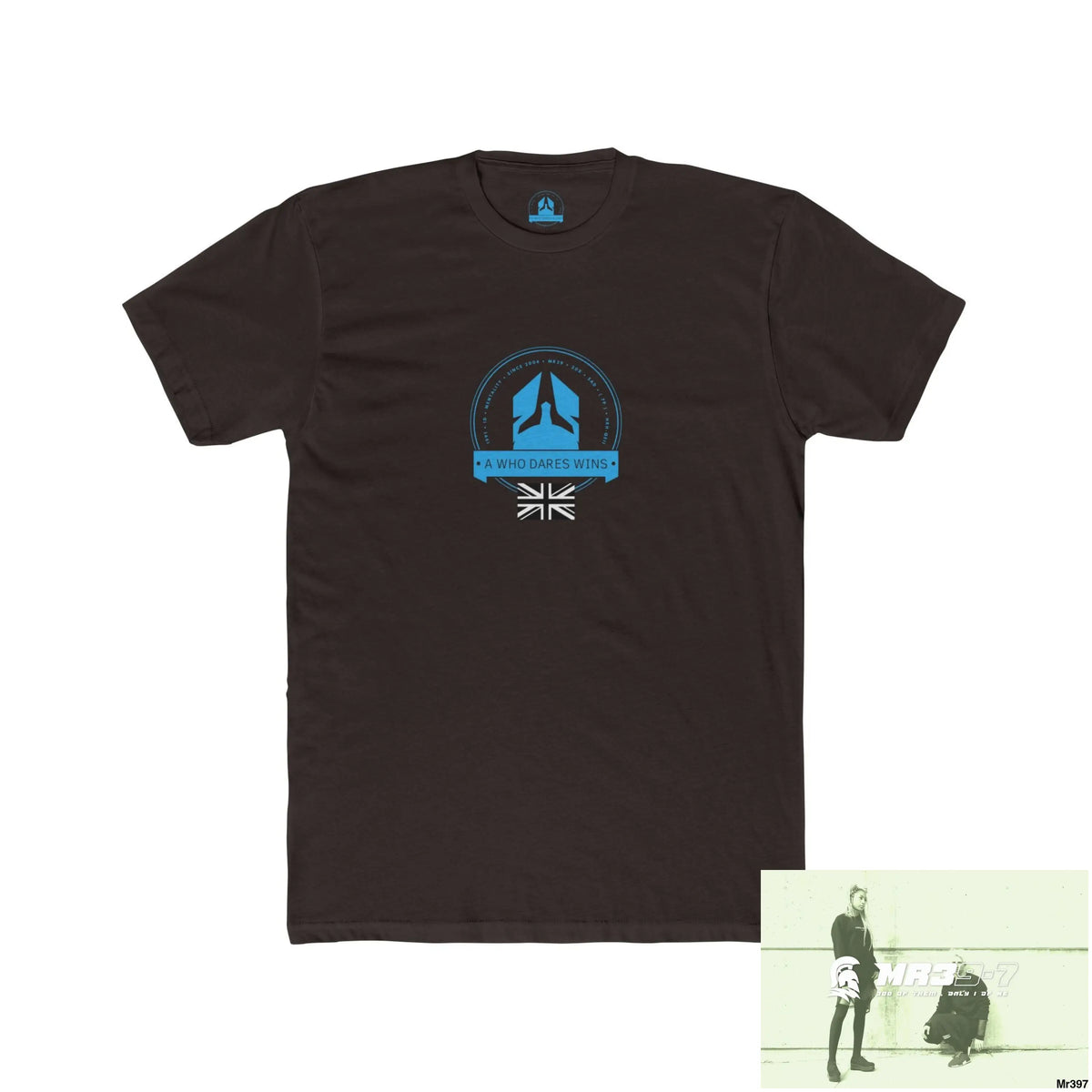 A1 Who Dares Wins Tactical GB 2012 My Work Colwyn Bay. to and from! Men’s Cotton Crew Tee Solid Dark Chocolate / S
