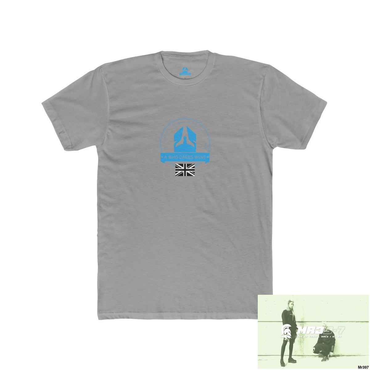 A1 Who Dares Wins Tactical GB 2012 My Work Colwyn Bay. to and from! Men’s Cotton Crew Tee Solid Light Grey / S T-Shirt