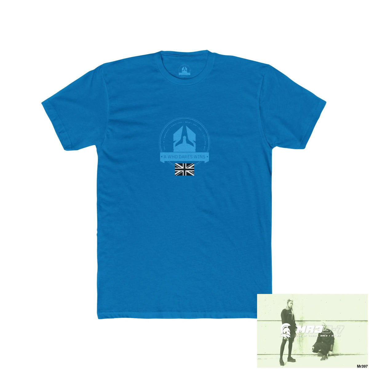 A1 Who Dares Wins Tactical GB 2012 My Work Colwyn Bay. to and from! Men’s Cotton Crew Tee Solid Turquoise / S T-Shirt
