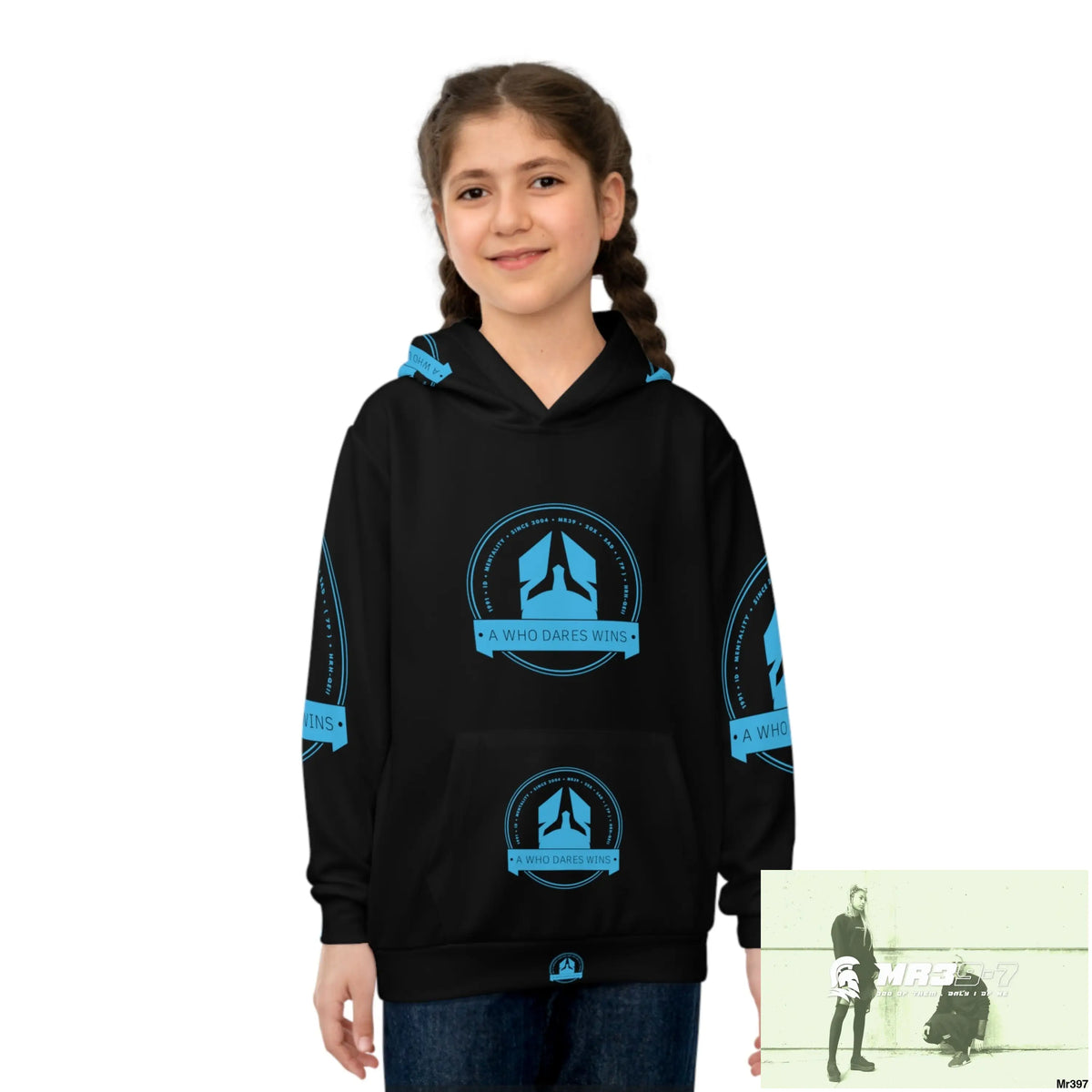 A1 Who Dares Wins with Tactical inside hood A1 Who dares Wins Mentality -. Children’s Hoodie (AOP) All Over Prints
