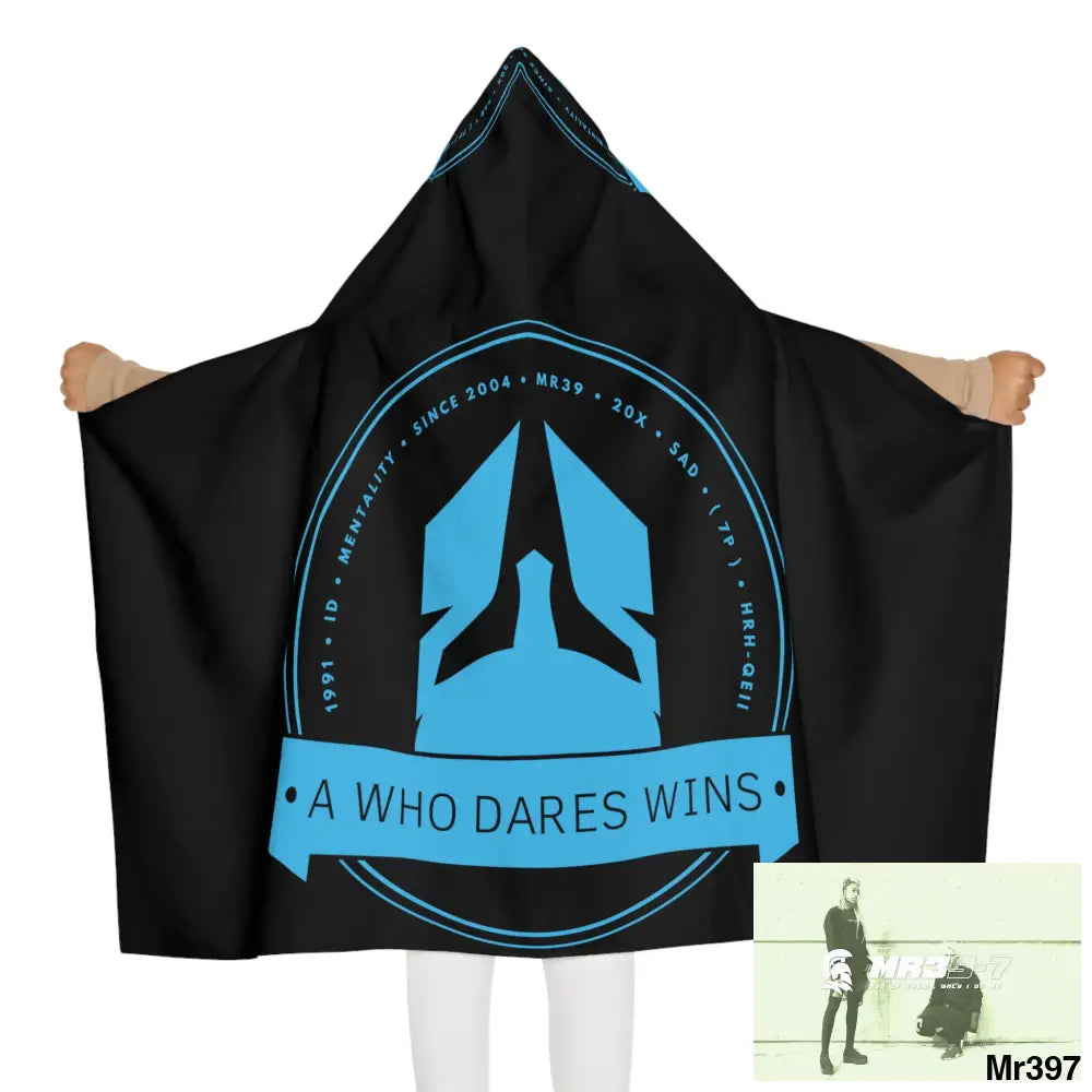 A1- Who Dares Wins Youth Hooded Towel 24’’ × 48’’ All Over Prints