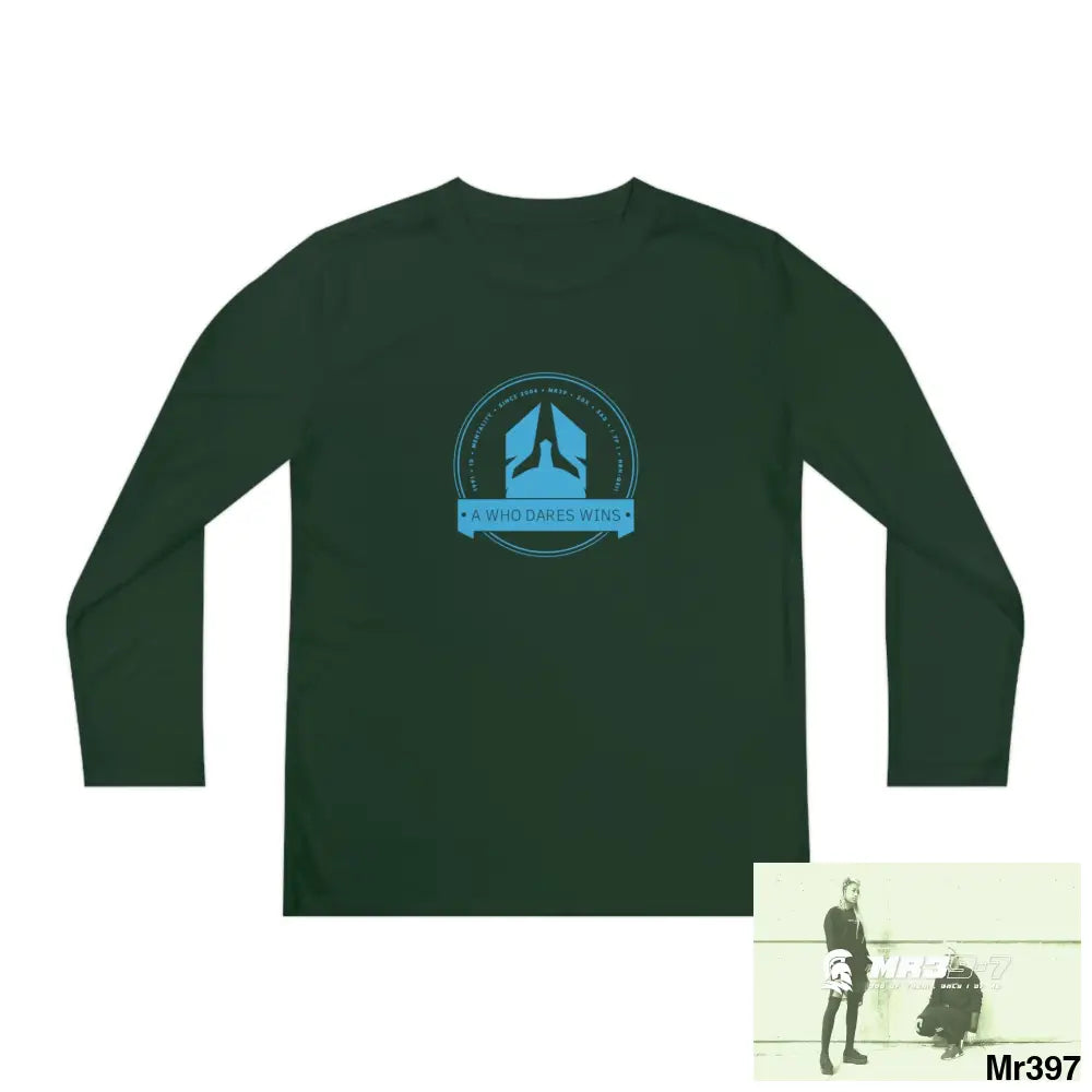 A1 Who Dares Wins Youth Long Sleeve Competitor Tee Forest Green / L Kids clothes