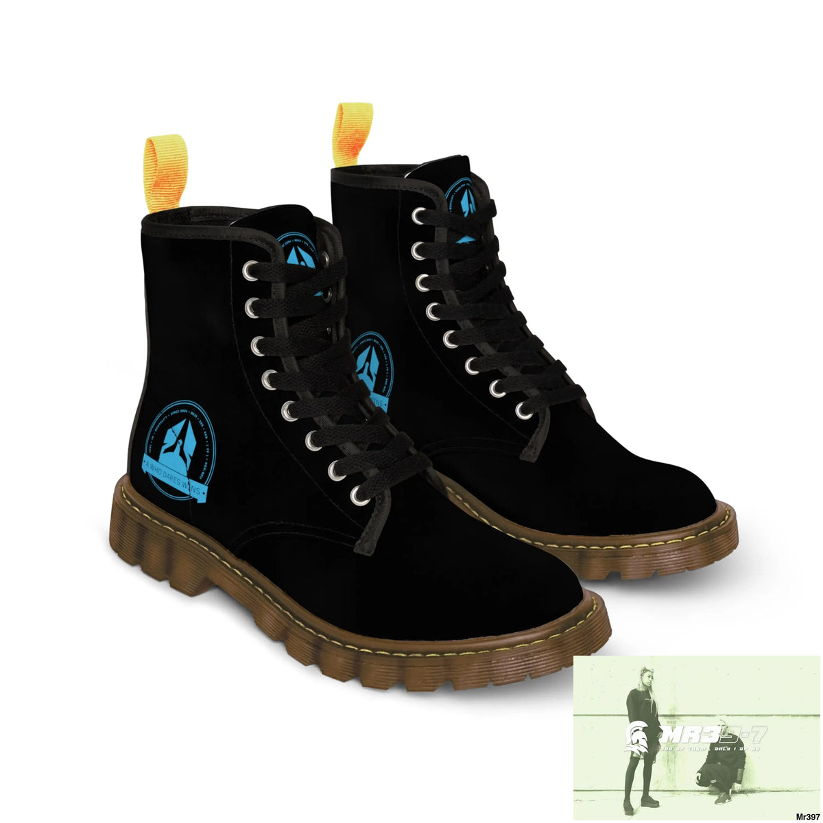 A1Who Dares Wins Black Canvas Boots Shoes