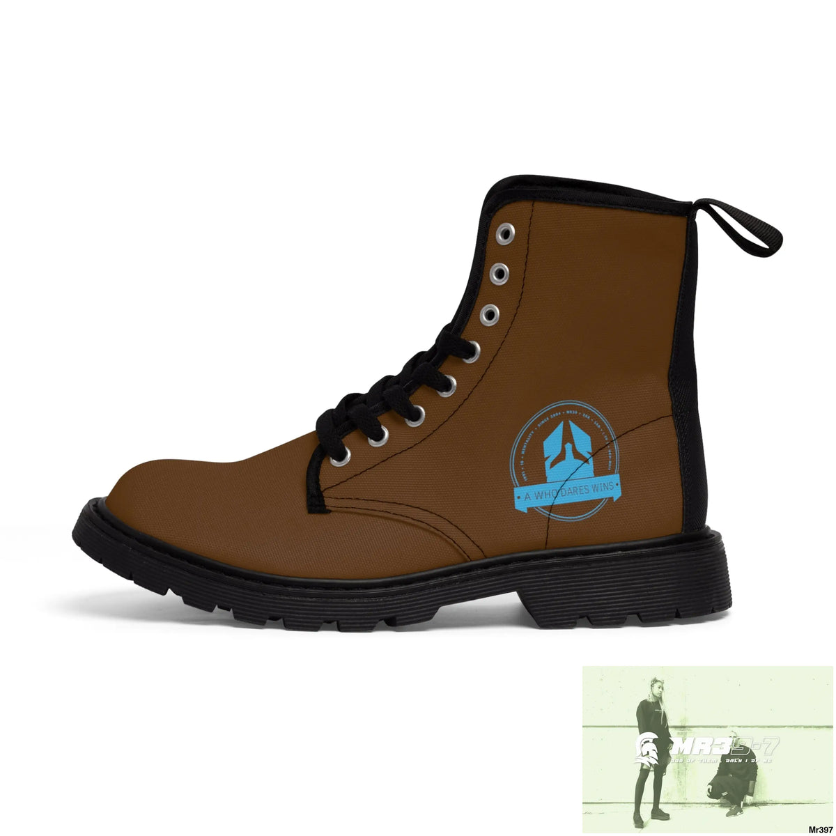 A1Who Dares Wins Black Canvas Boots Shoes