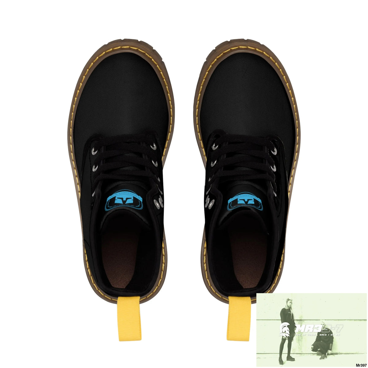 A1Who Dares Wins Black Canvas Boots Shoes