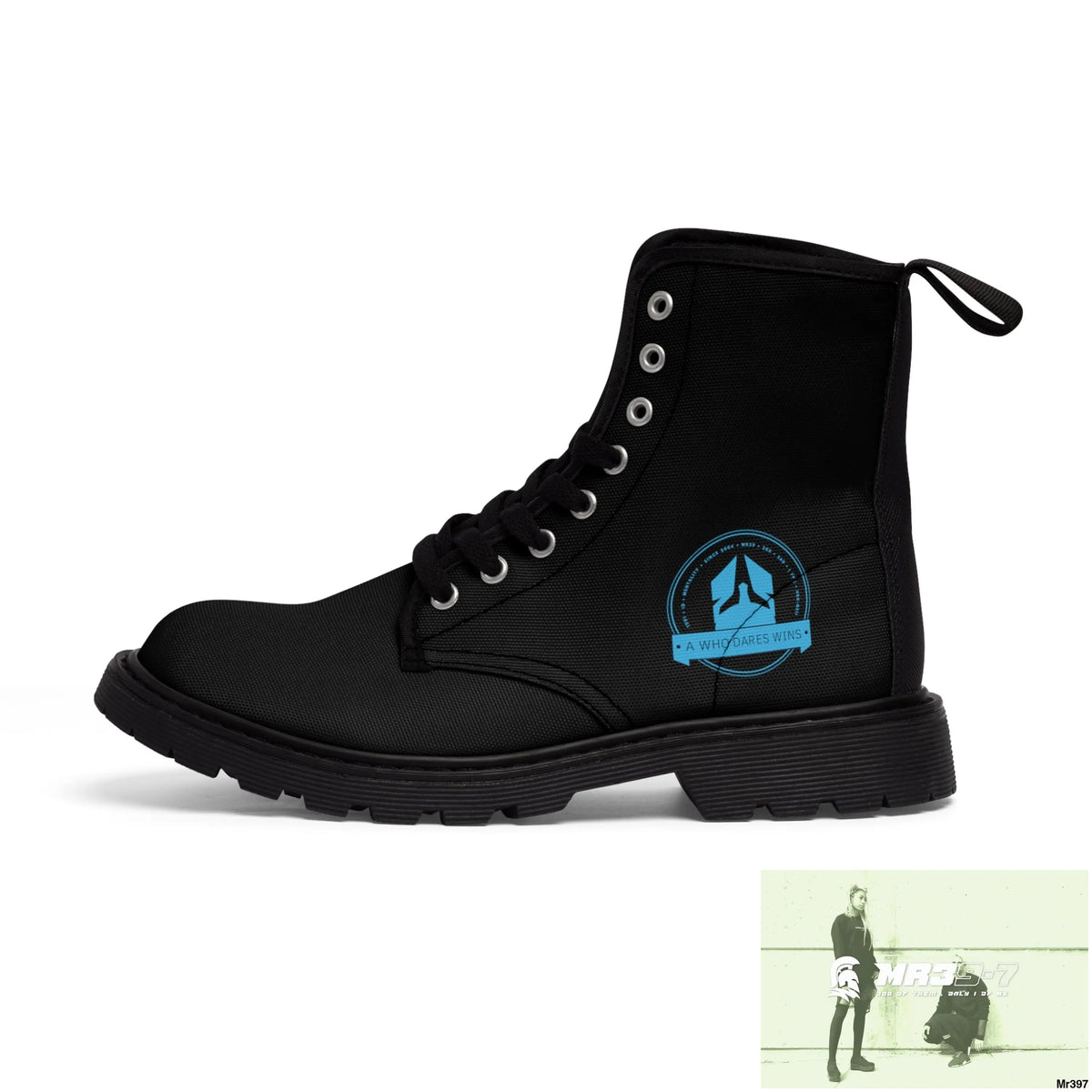 A1Who Dares Wins Black Canvas Boots Shoes