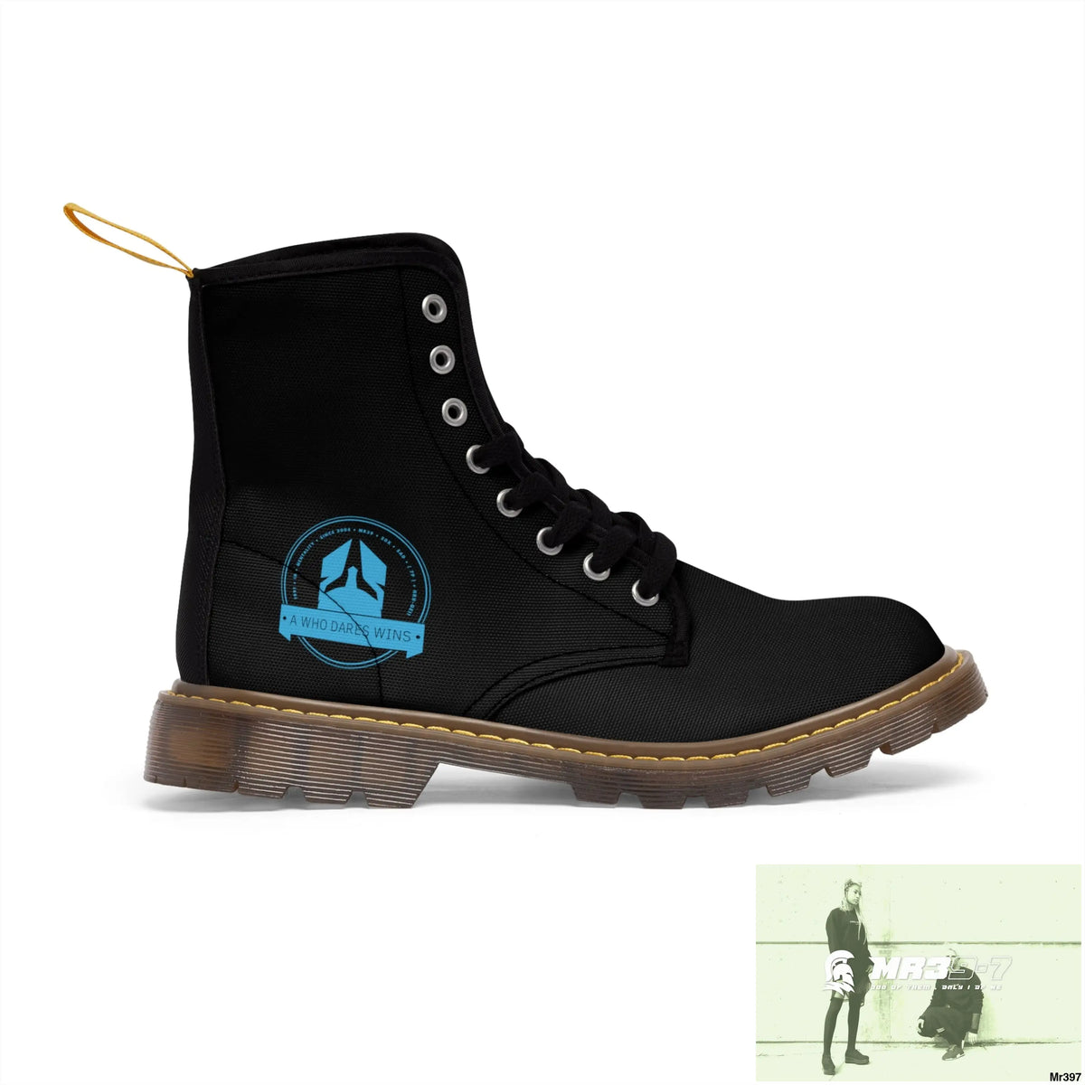 A1Who Dares Wins Black Canvas Boots US 7 / Brown sole Shoes