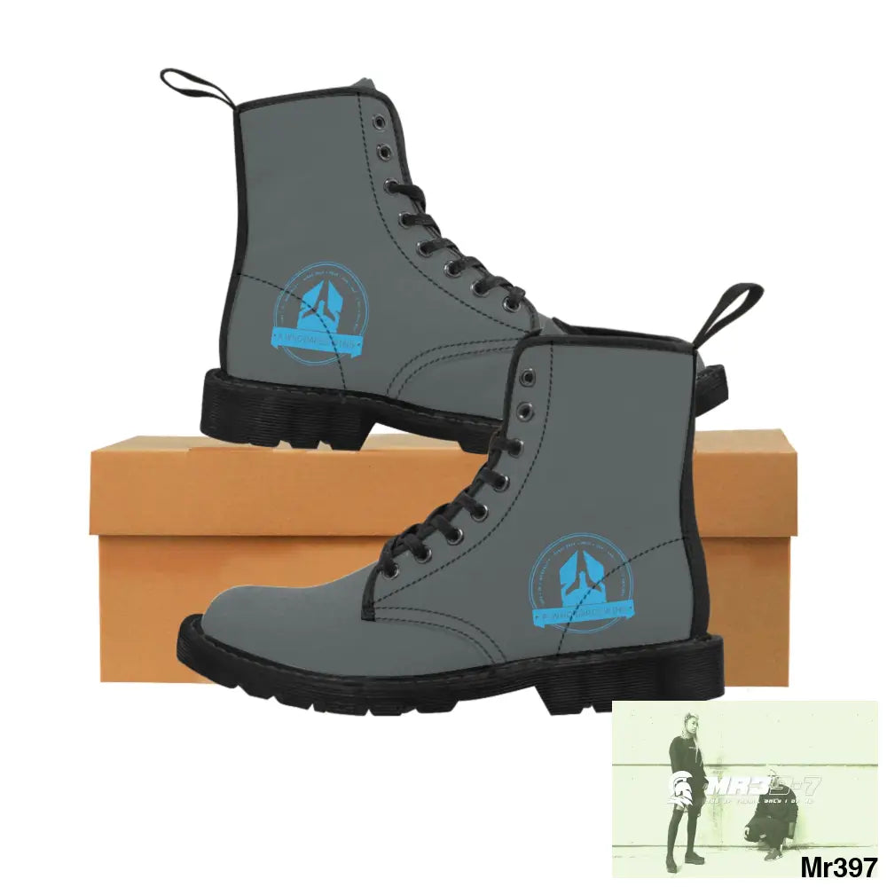 A1Who Dares Wins Dark Grey Canvas Boots Shoes