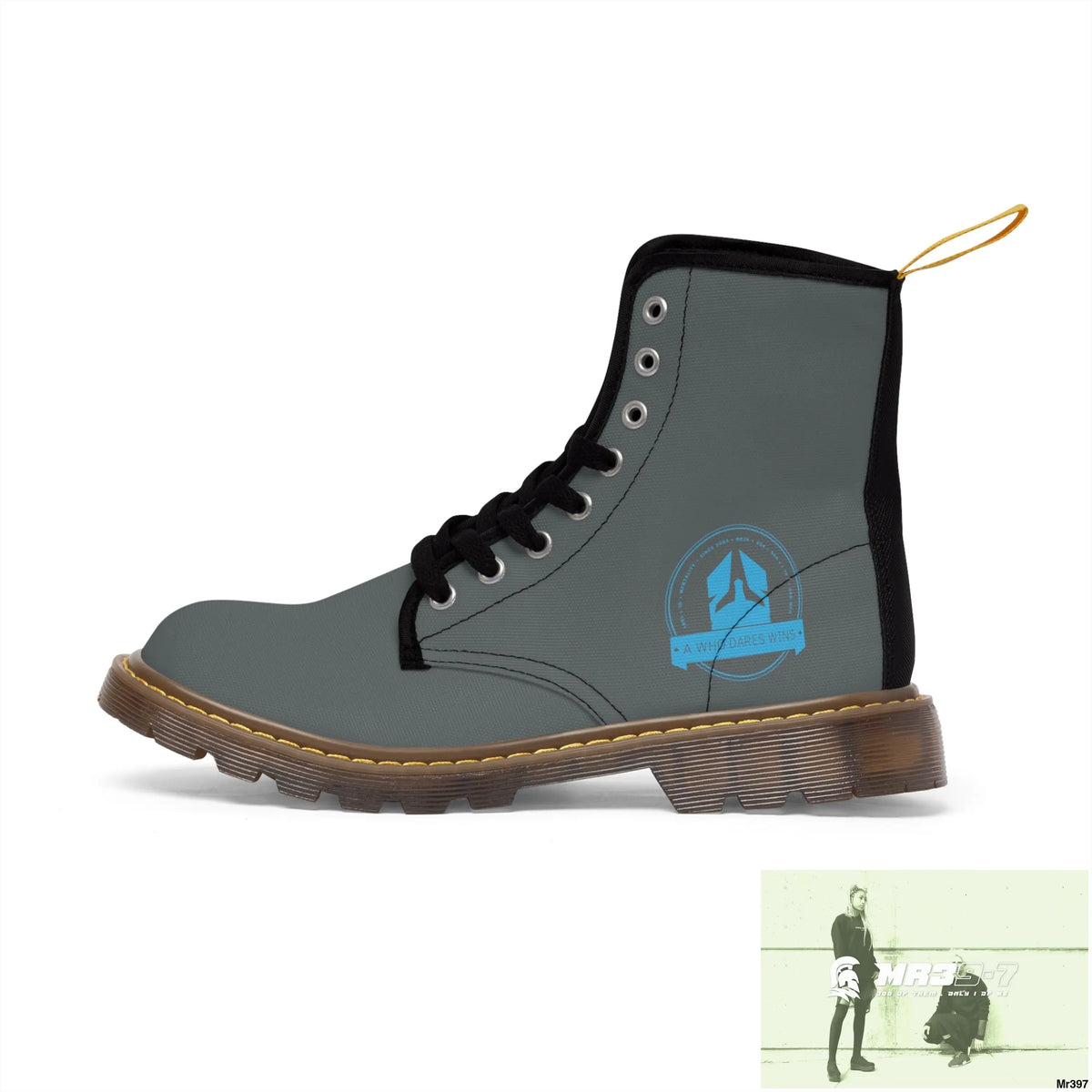 A1Who Dares Wins Dark Grey Canvas Boots Shoes