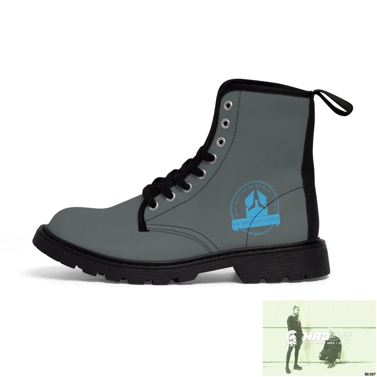 A1Who Dares Wins Dark Grey Canvas Boots Shoes