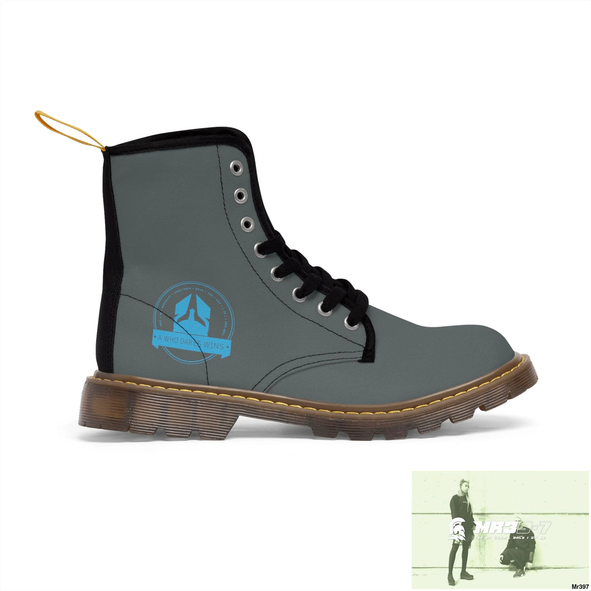 A1Who Dares Wins Dark Grey Canvas Boots Shoes