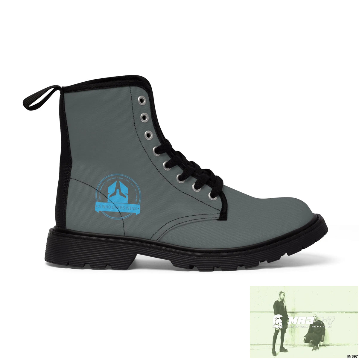 A1Who Dares Wins Dark Grey Canvas Boots US 7 / Black sole Shoes