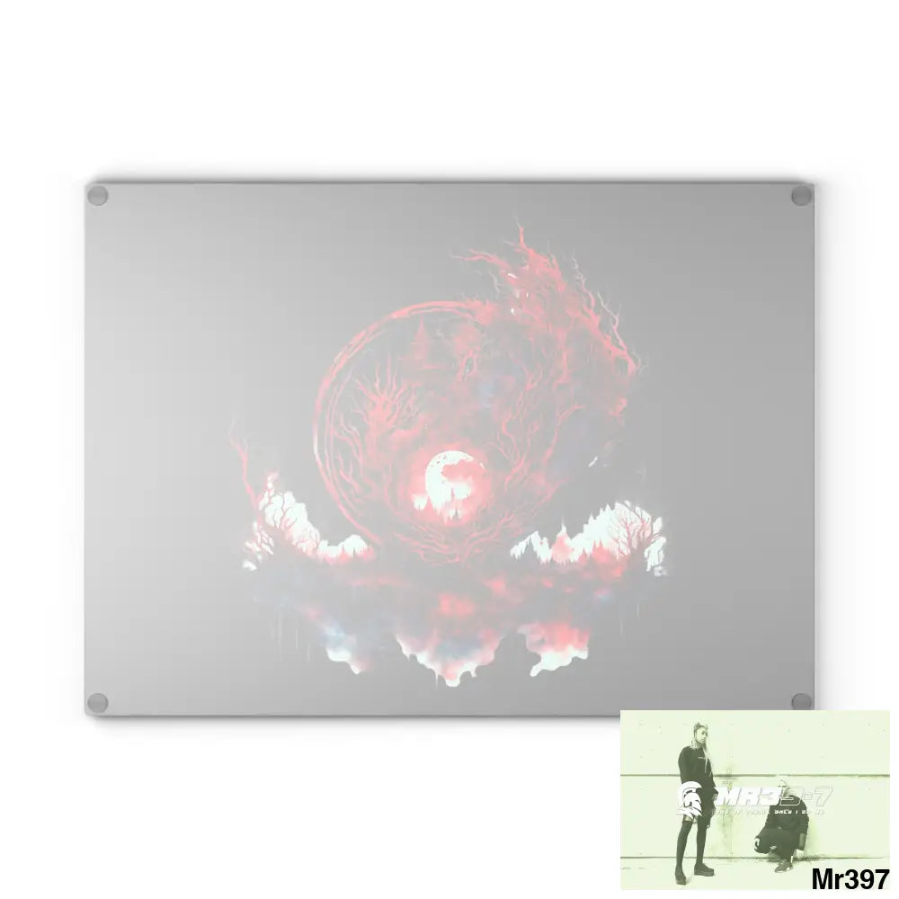 Abstract Yin Yang Symbol in Red and Black Cutting Board Home Decor