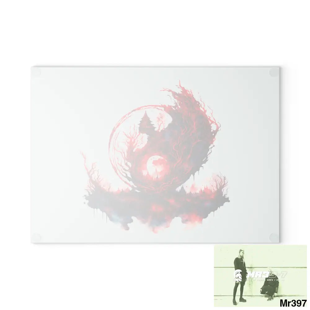 Abstract Yin Yang Symbol in Red and Black Cutting Board Home Decor