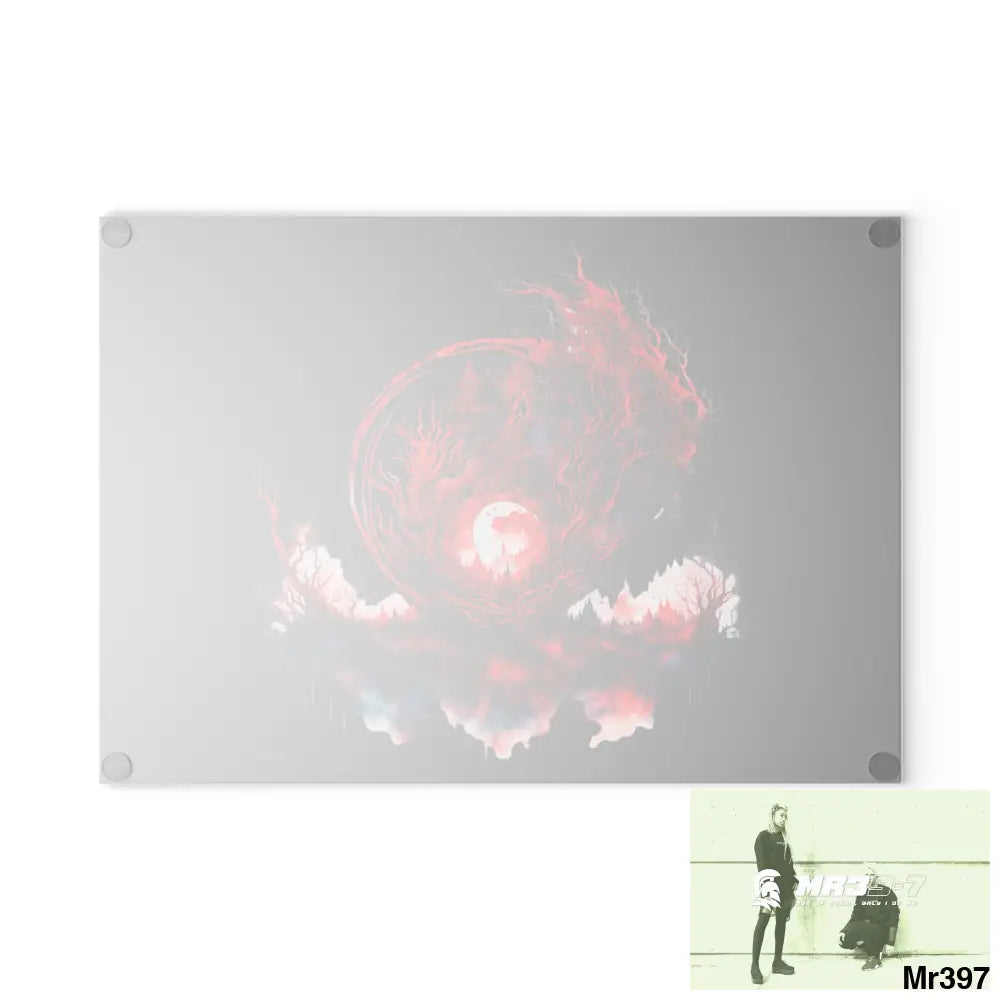 Abstract Yin Yang Symbol in Red and Black Cutting Board Home Decor