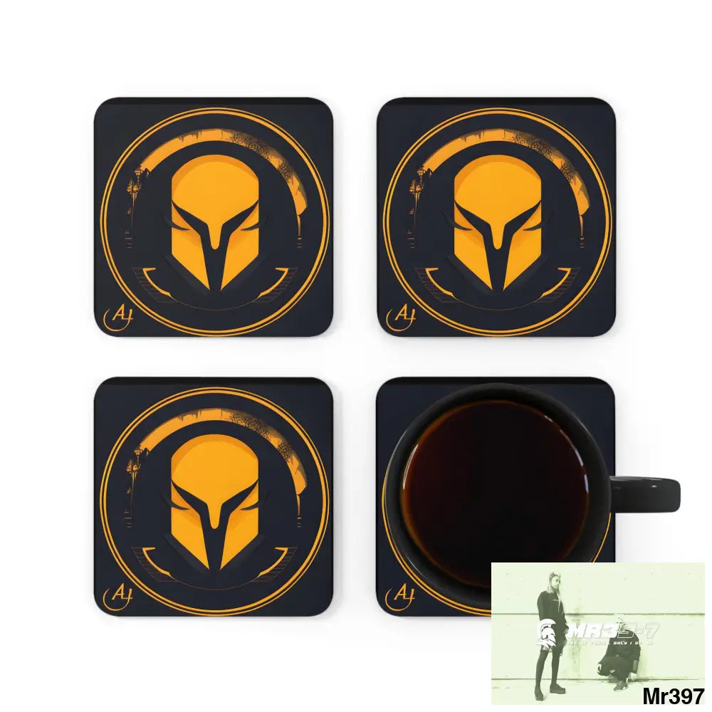 AI Sparta theme Corkwood Coaster Set Cork / 3.75’’ × 3.75’’ / Square Home Decor