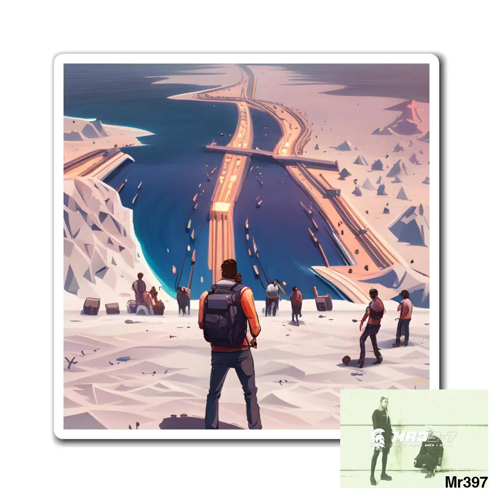 AI Theme -Vigilante leaving Zanzibar to Kenya Magnet 4’’ × 4’’ Paper products