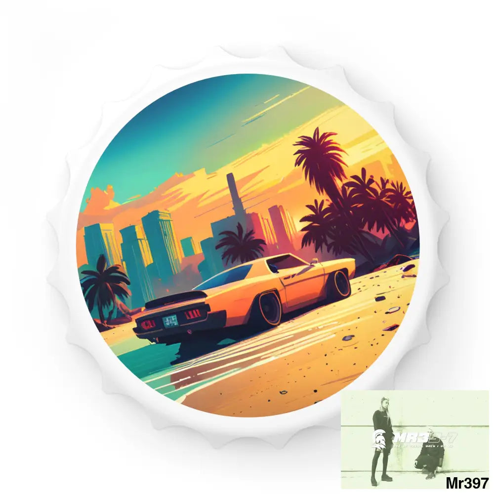 AI Vice themed Magnetic Bottle Opener One size / White Accessories