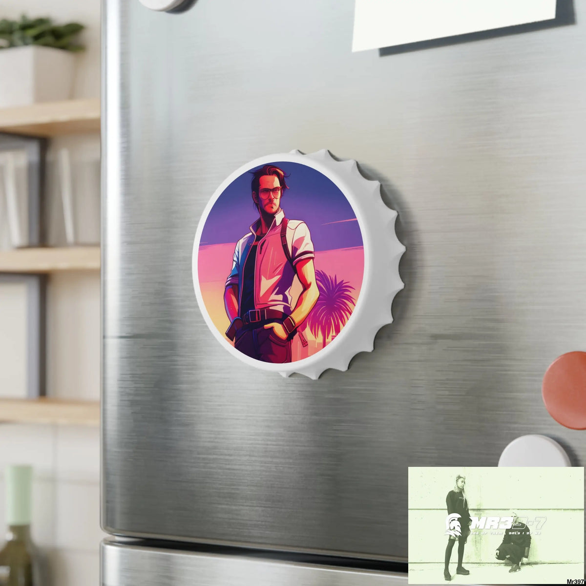 AI•Vice Themed Magnetic Bottle Opener One size / White Accessories