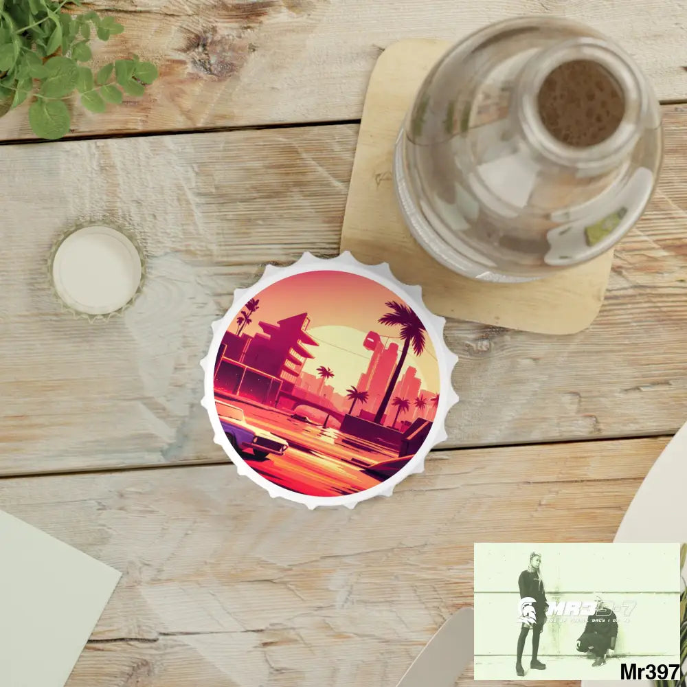 AI Vice themed Vigilante Magnetic Bottle Opener One size / White Accessories