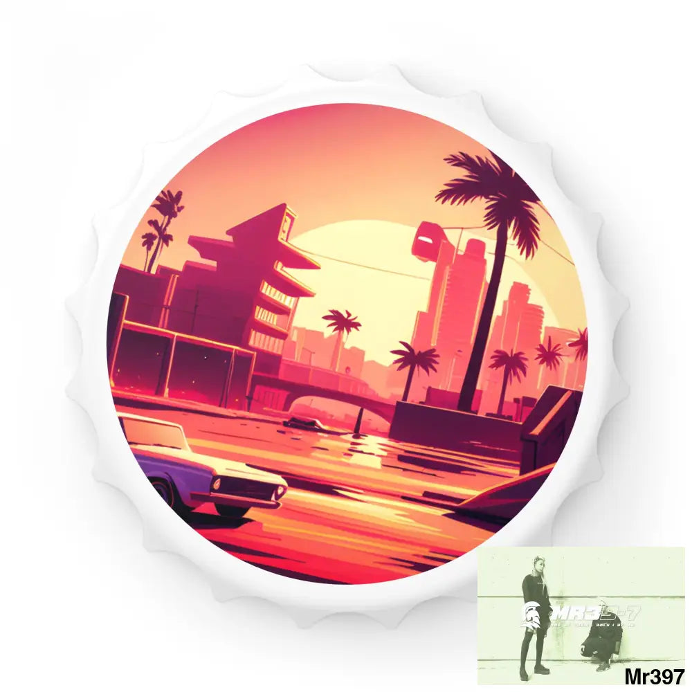 AI Vice themed Vigilante Magnetic Bottle Opener One size / White Accessories