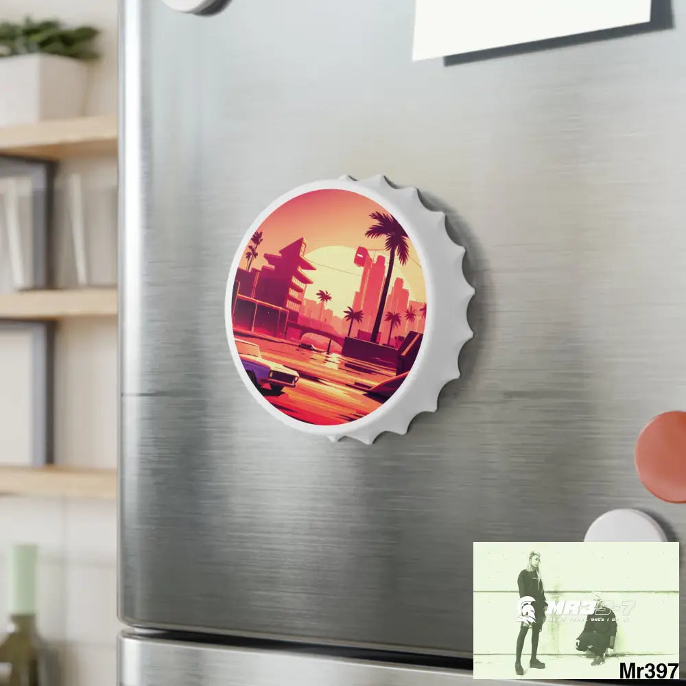 AI Vice themed Vigilante Magnetic Bottle Opener One size / White Accessories