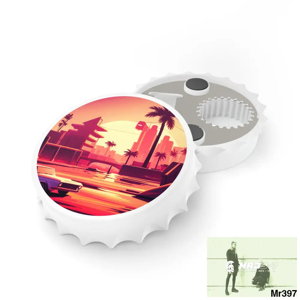 AI Vice themed Vigilante Magnetic Bottle Opener One size / White Accessories