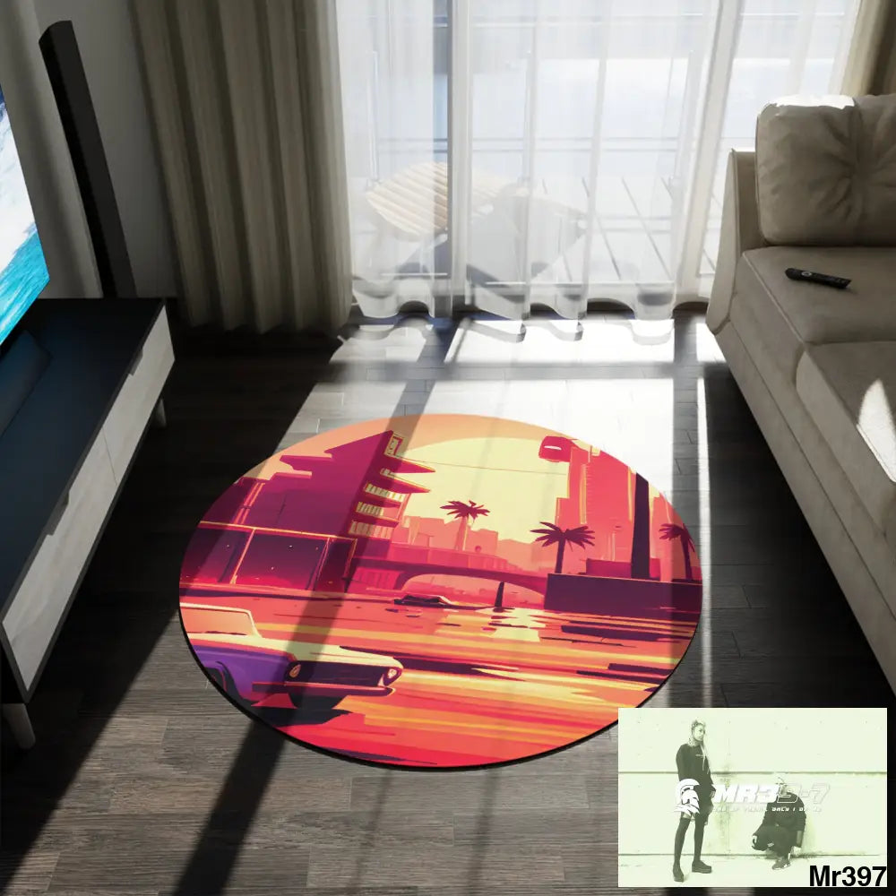 AI Vigilante theme Round Rug 60’’ × 60’’ Home Decor